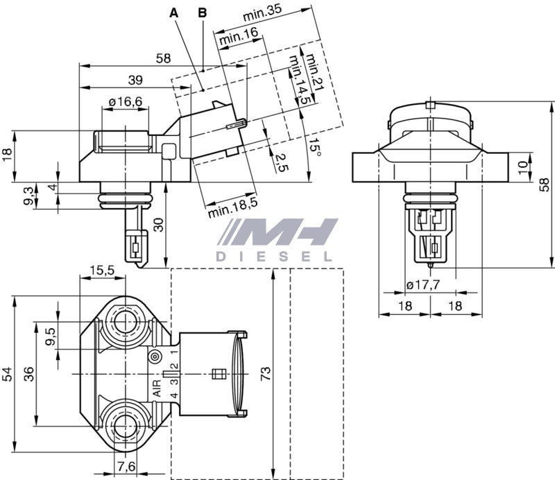 BOSCH 0281002244 Turbo Basınç Sensörü – Mercedes-Benz Actros, Atego, Axor