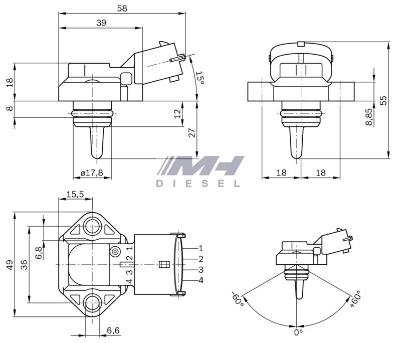 BOSCH 0281002316 Turbo Basınç Sensörü – DAF CF, LF, XF, Renault Kerax, Midlum, Premium
