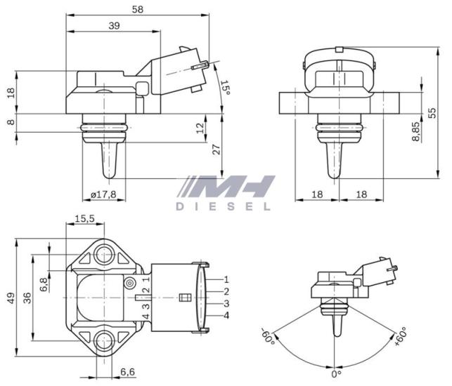 BOSCH 0281002316 Turbo Basınç Sensörü – DAF CF, LF, XF, Renault Kerax, Midlum, Premium
